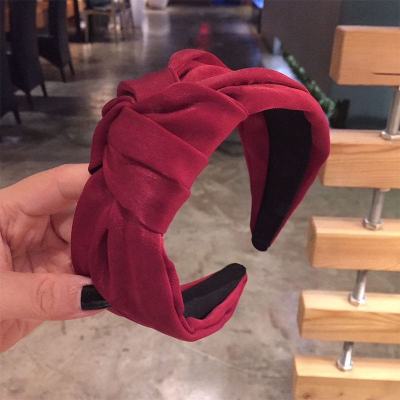 Băng đô bản to họa tiết thắt nơ màu trơn sang trọng cho nữ