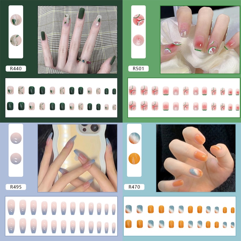 Bộ 24 móng tay giả hình gấu hoạt hình xinh xắn