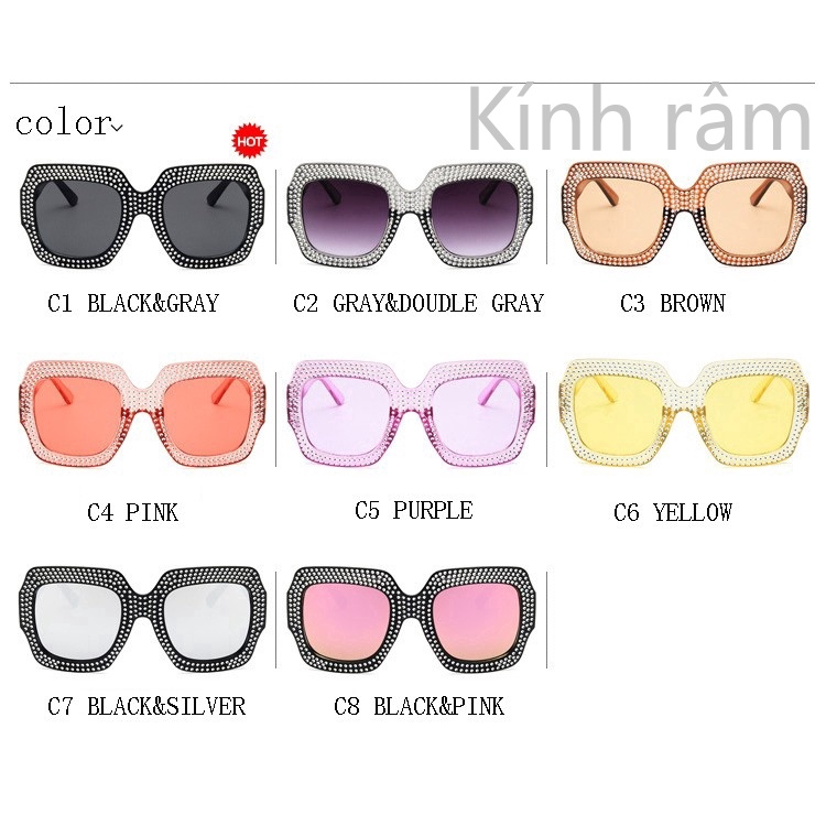 Kính mát hình vuông cỡ lớn kiểu dáng thời trang cao cấp cho nam và nữ