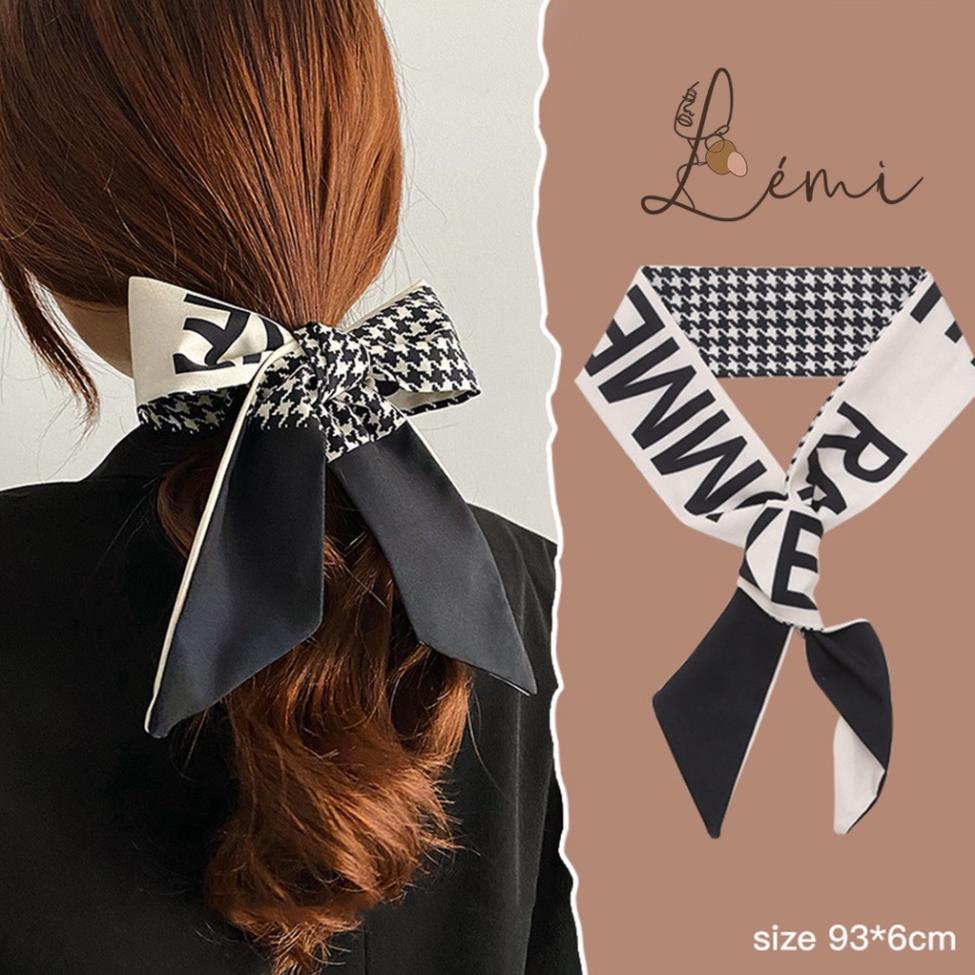 Dây buộc tóc vải lụa satin, thắt nơ cổ buộc tóc nhiều công dụng thời trang kiểu Pháp, June accessories