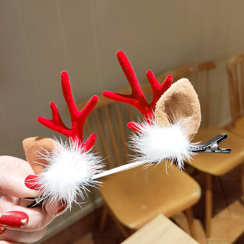 Bộ kẹp tóc hình sừng tuần lộc dễ thương cho bé gái