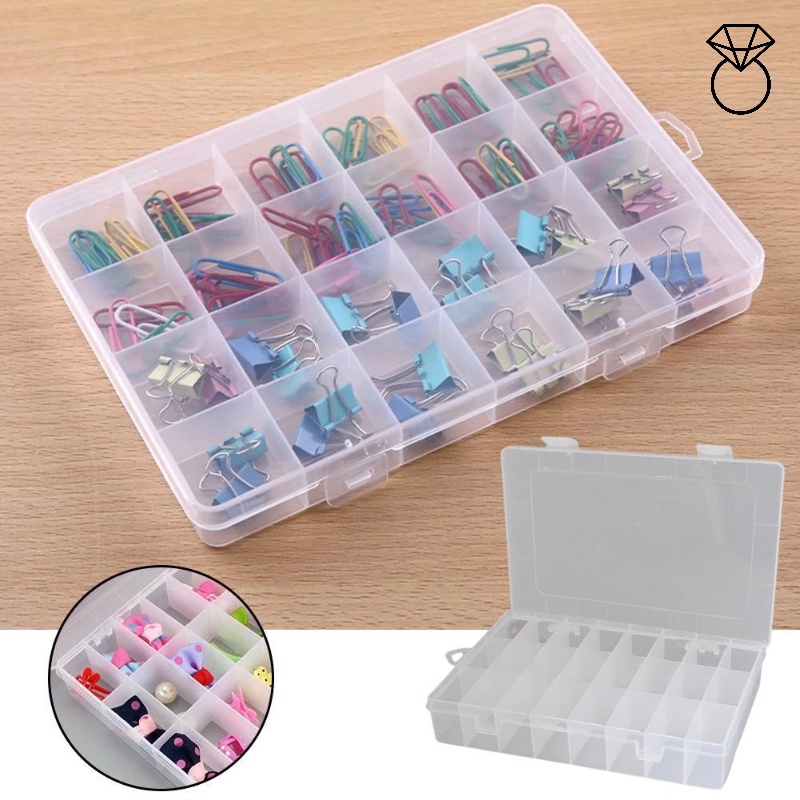 Hộp Nhựa Trong Suốt 18 / 24 Ngăn Đựng Trang Sức Tiện Dụng