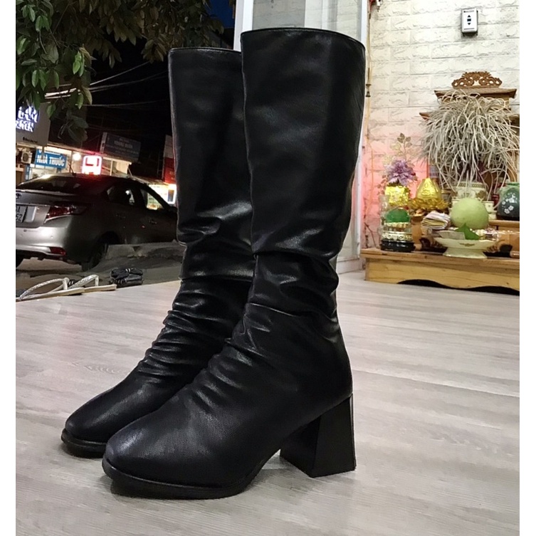 Boot đùi nữ da lì lót lông hàng quảng châu đế 5p