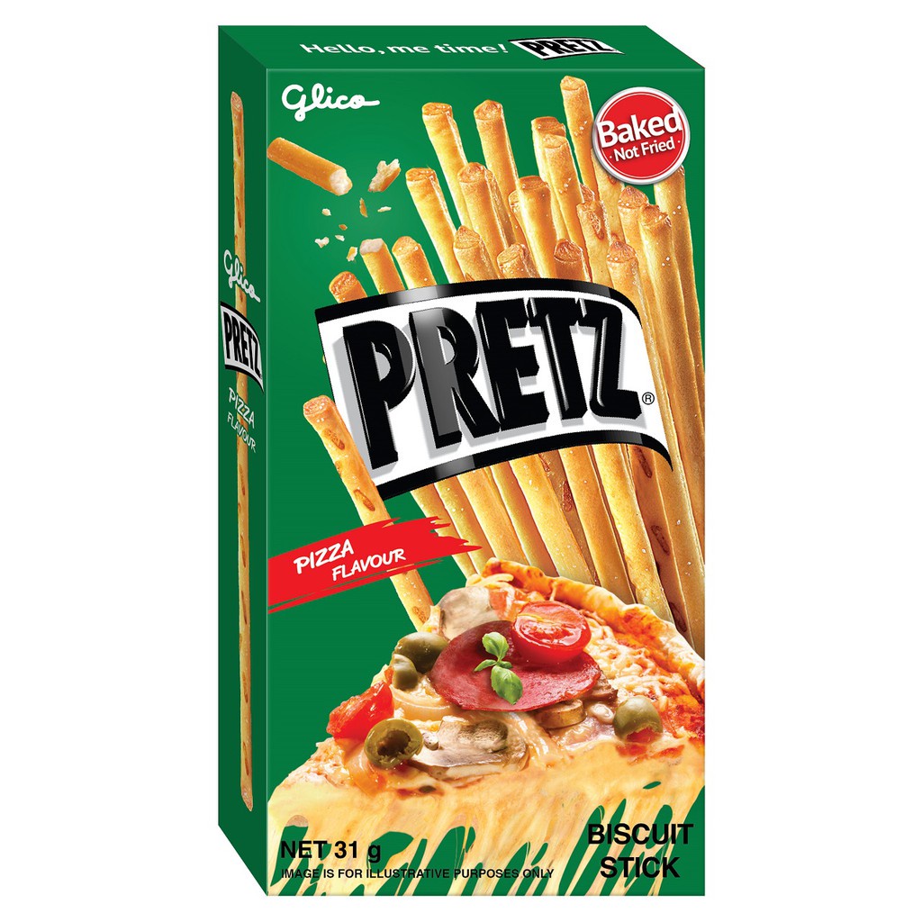 Bánh que nướng giòn 4 vị GLICO Pretz (Combo 5 hộp - 2 Khoai tây 1 BBQ Gà 1 Pizza 1 Bắp)