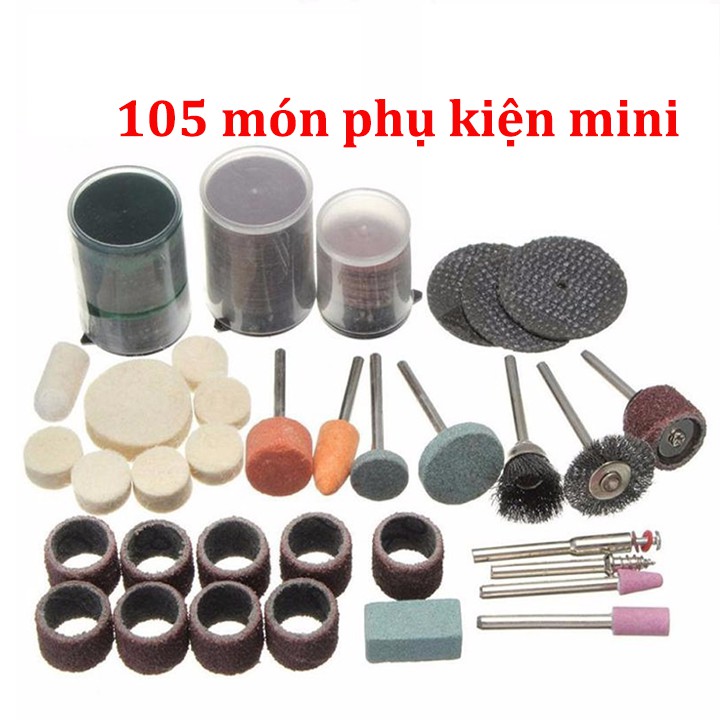 Bộ phụ kiện máy khoan mài đa năng 105 món mini