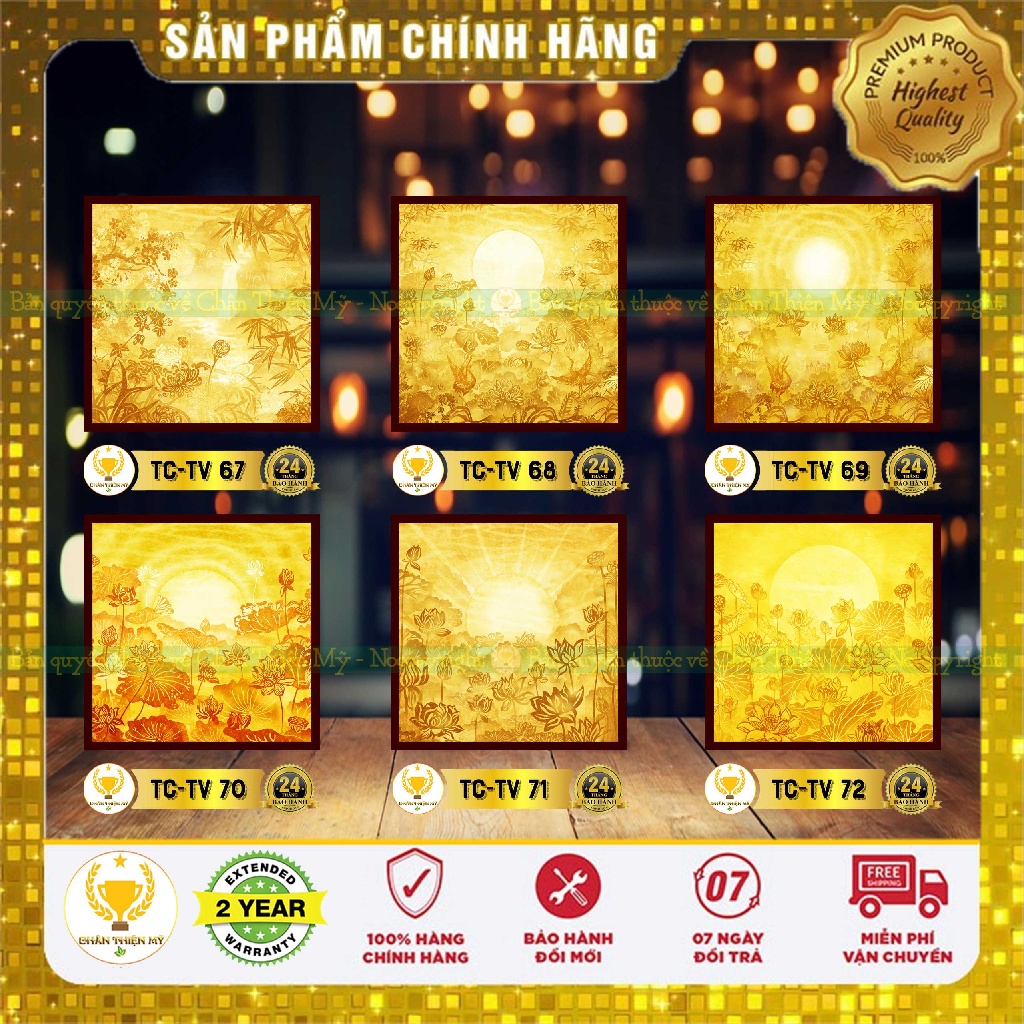 Tranh Trúc Chỉ In Vuông Mẫu 67-72 | Tranh Phong Thủy Tâm Linh | CHANTHIENMY.ASIA