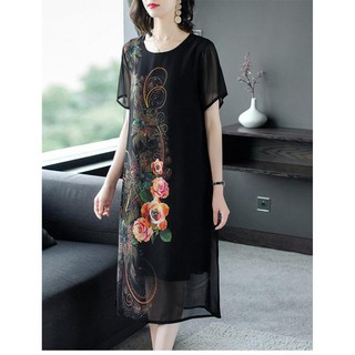 Đầm suông hoa quý bà cực sang - Mua Đàm trung niên giá tốt