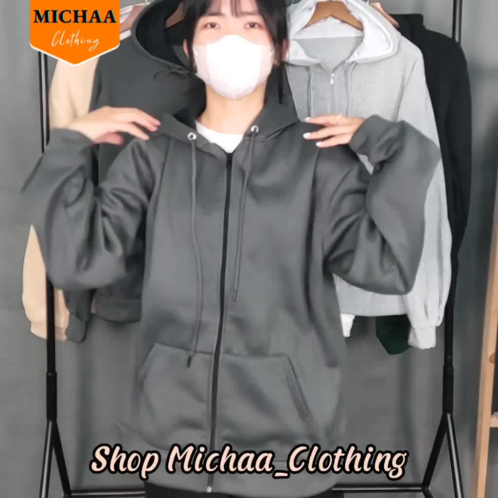 Áo Khoác Hoodie Nỉ TRƠN TAY PHỒNG 2022 Dây Kéo Zip Nam Nữ Ulzzang Unisex Form Rộng Đẹp - MICHAA | BigBuy360 - bigbuy360.vn