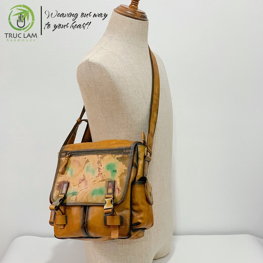 Túi Đeo Chéo Công Sở Nam Da Thật Cao Cấp Nhiều Ngăn Tiện Lợi Có Nắp Gấp – Trúc Lâm Handmade