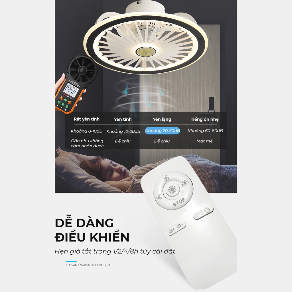 Quạt Trần Đèn Led Phòng Khách ATH LIGHTING Cánh Xoay 360 Độ Có 6 Cấp Độ Gió Và 3 Chế Độ Sáng Điều Chỉnh Từ Xa Kèm APP DT
