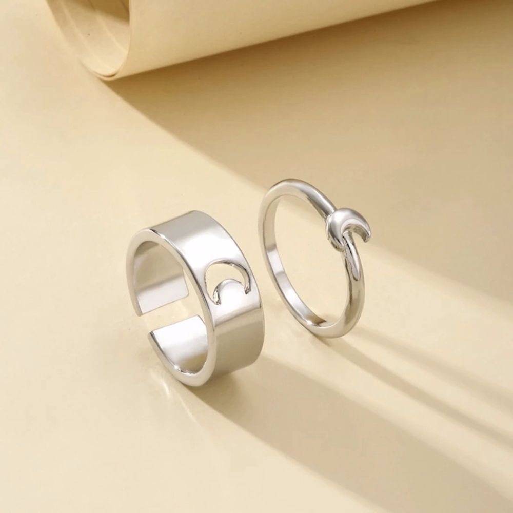 Bộ 2 Nhẫn Đeo Tay Hình Nơ / Ngôi Sao / Trái Tim / Bướm Thời Trang Cho Nam Và Nữ