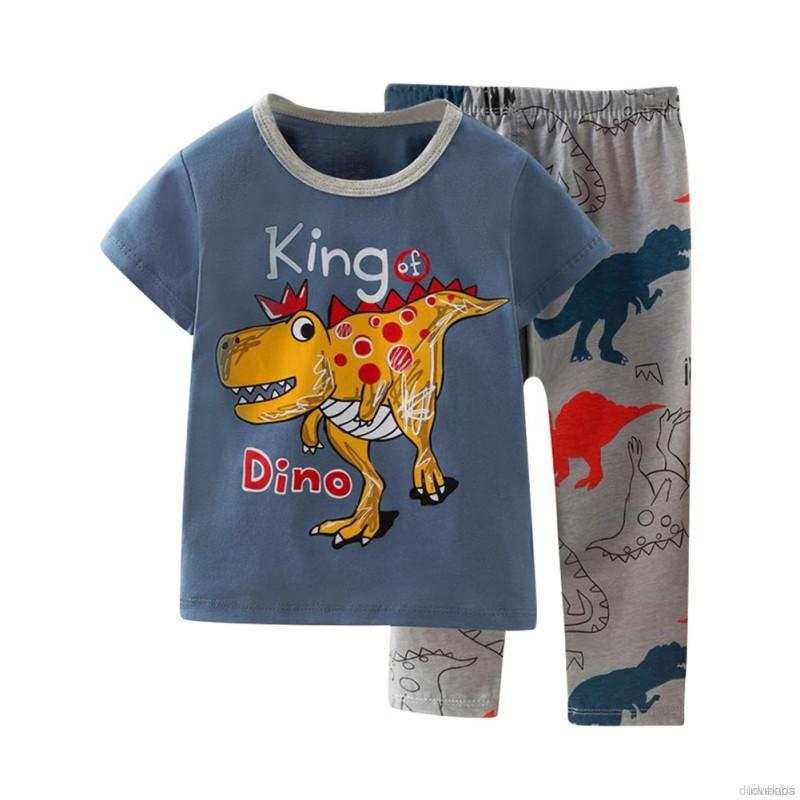 Bộ Đồ Ngủ Cotton Ngắn Tay Họa Tiết Hoạt Hình Dễ Thương Cho Bé Trai Từ 0-6 Tuổi