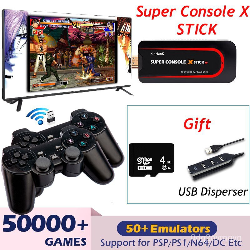 Game Stick Super Console X Stick Android 7.1 TV Box Tích hợp 50000 + Trò chơi 4K HDMI Hỗ trợ chơi PSP / N64 / DC / PS1..