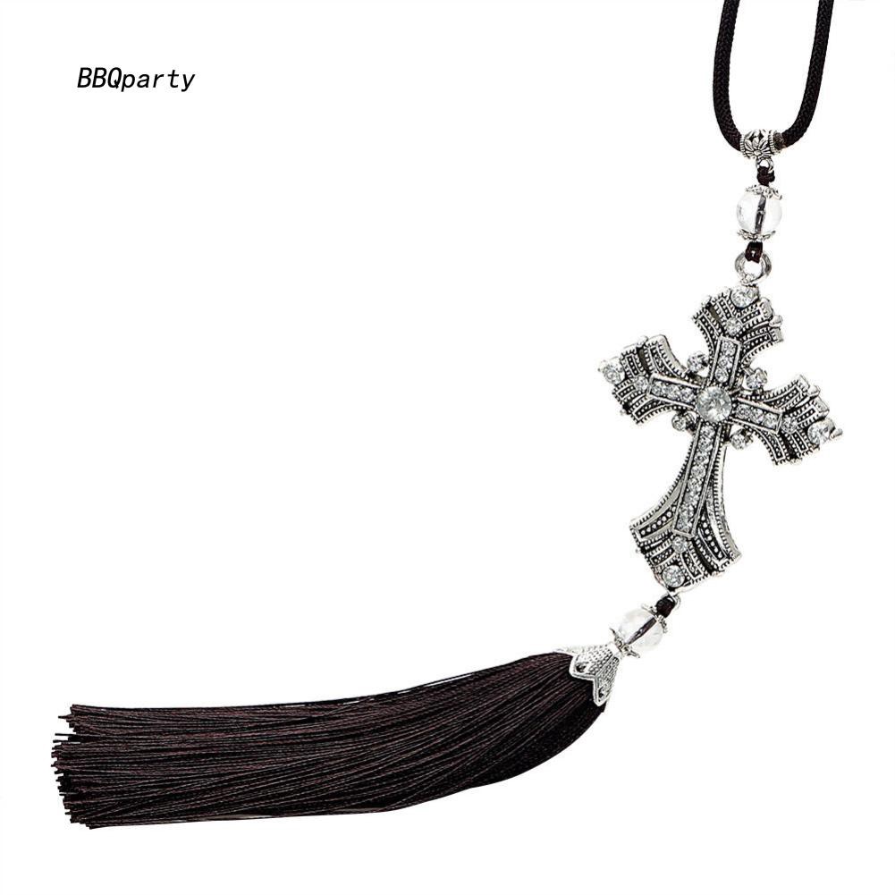 Dây Treo Trang Trí Gương Chiếu Hậu Xe Hơi Hình Chúa Jesus Thánh Giá Bằng Đá Thạch Anh
