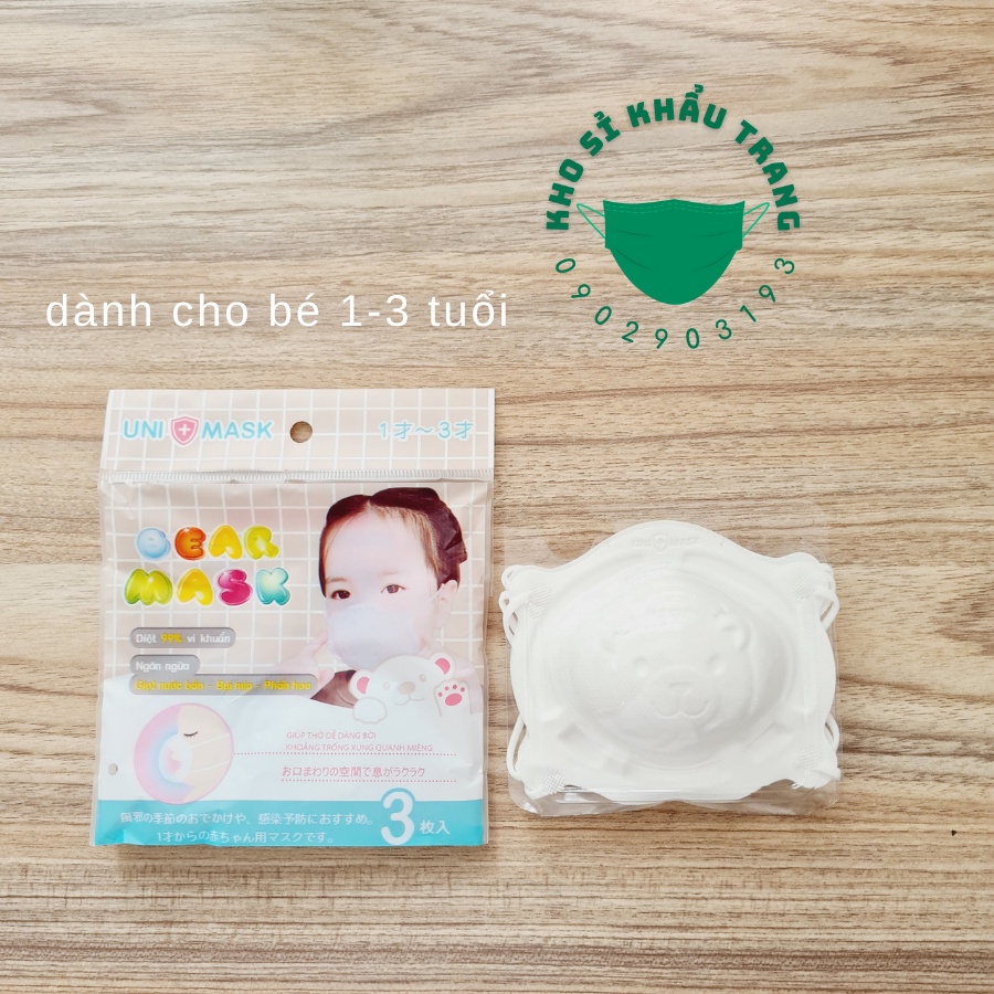 Khẩu trang gấu Mio mask công nghệ Nhật túi 3 cái dành cho bé 1-3 tuổi