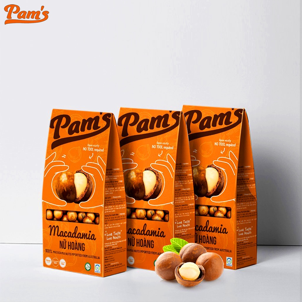 COMBO 2 Macca Cao Cấp Pams(250g) Macca Úc Tách Tay Dễ Dàng, Size Jumbo Nhân Vàng Giòn