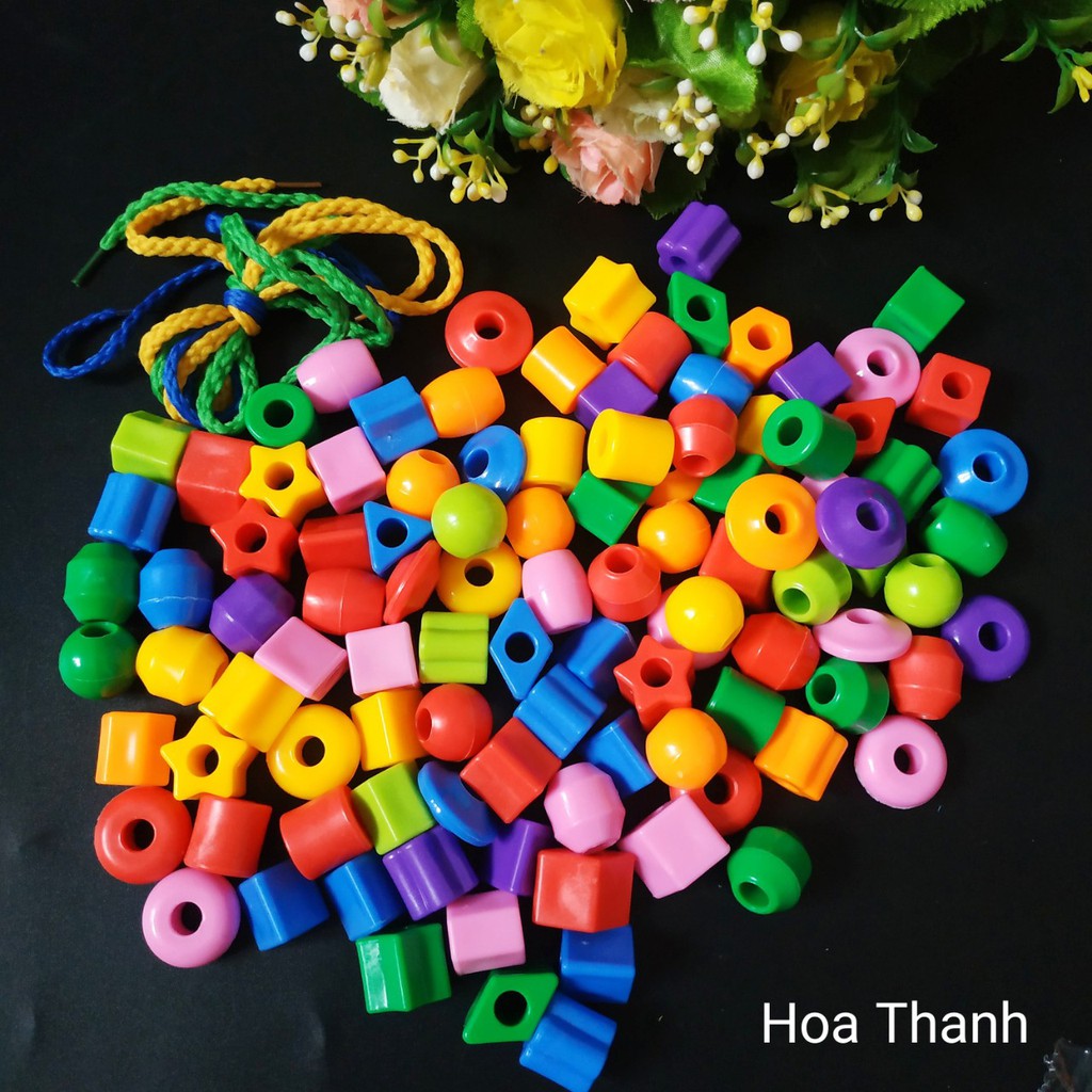 XÂU HẠT HÌNH KHỐI ( bộ nhiều màu kèm dây bán theo túi)