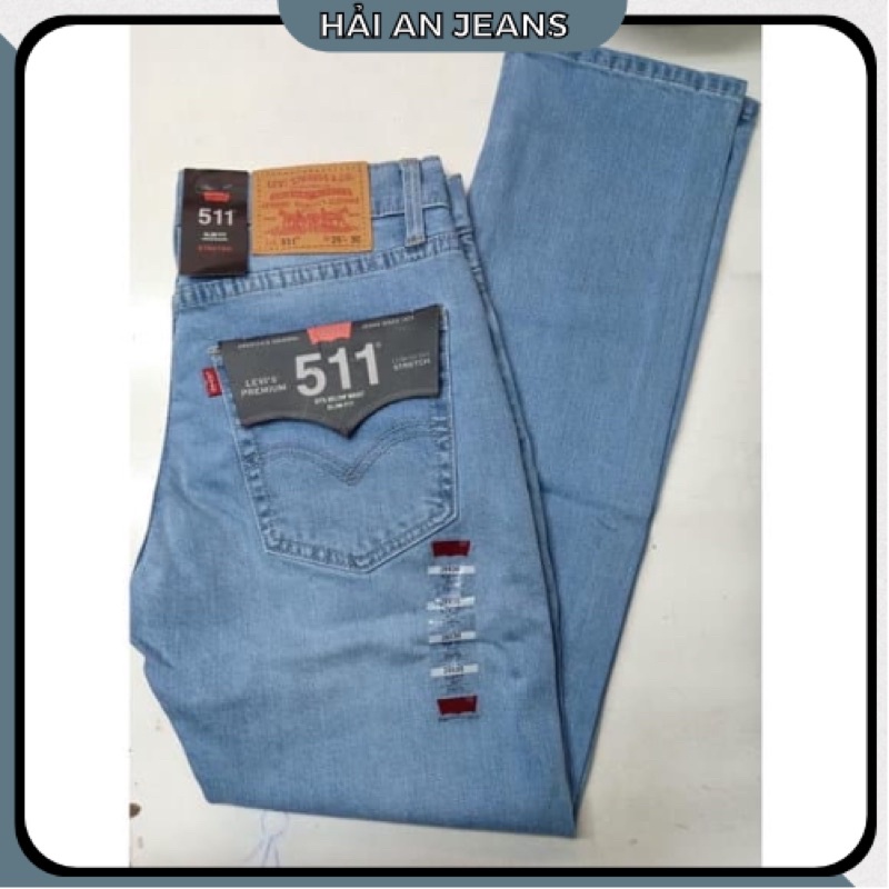 Quần jean nam xanh sáng 511- ống đứng -jean co giản