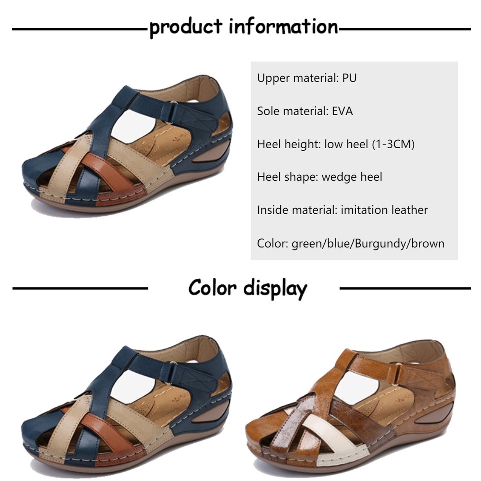 Giày sandal đế xuồng dày chống trượt phong cách retro thời trang dành cho nữ