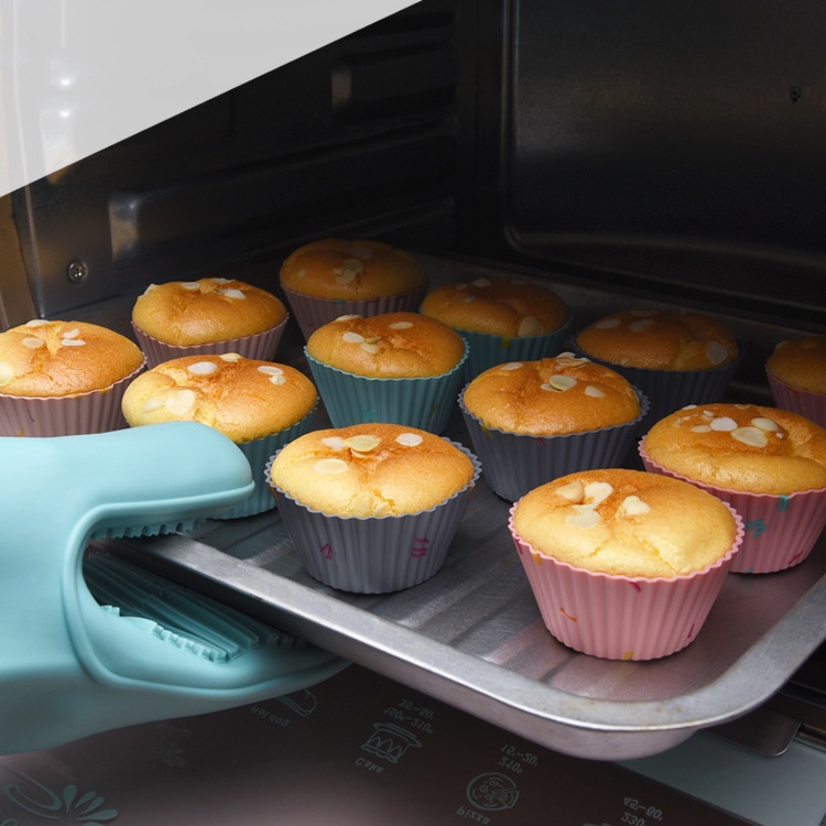 Set 6 khuôn làm bánh cupcake bằng silicon cao cấp có thể tái sử dụng