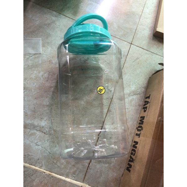 Hủ nhựa tròn hủ vuông trong hoa văn có nắp kèm quai  - DUY TÂN -5kg 7kg 10kg