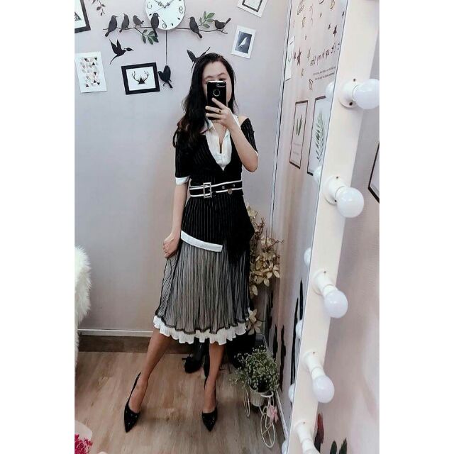 Đầm body kèm hình thật có trắng và đen