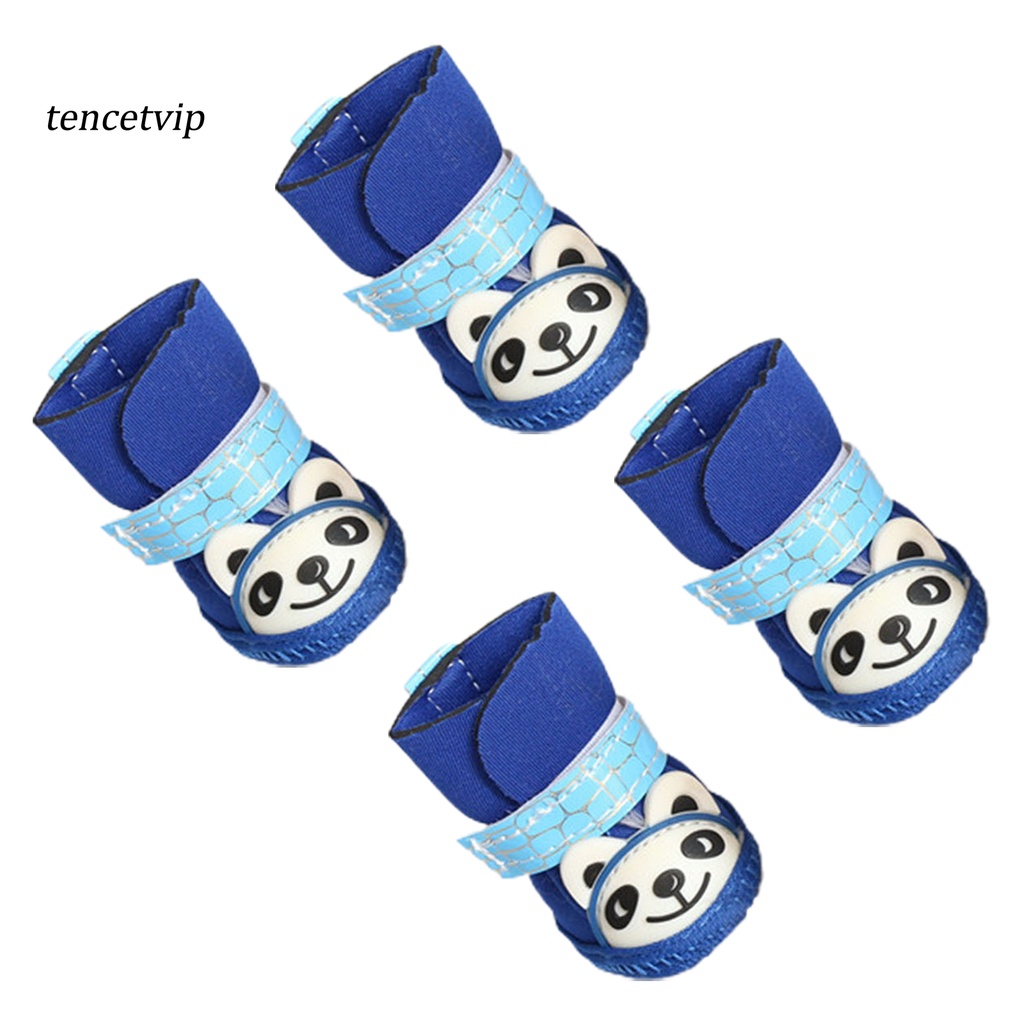 Set 4 Chiếc Giày Cao Su Đi Tuyết Chống Mài Mòn In Hình Gấu Trúc Hoạt Hình Cho Thú Cưng