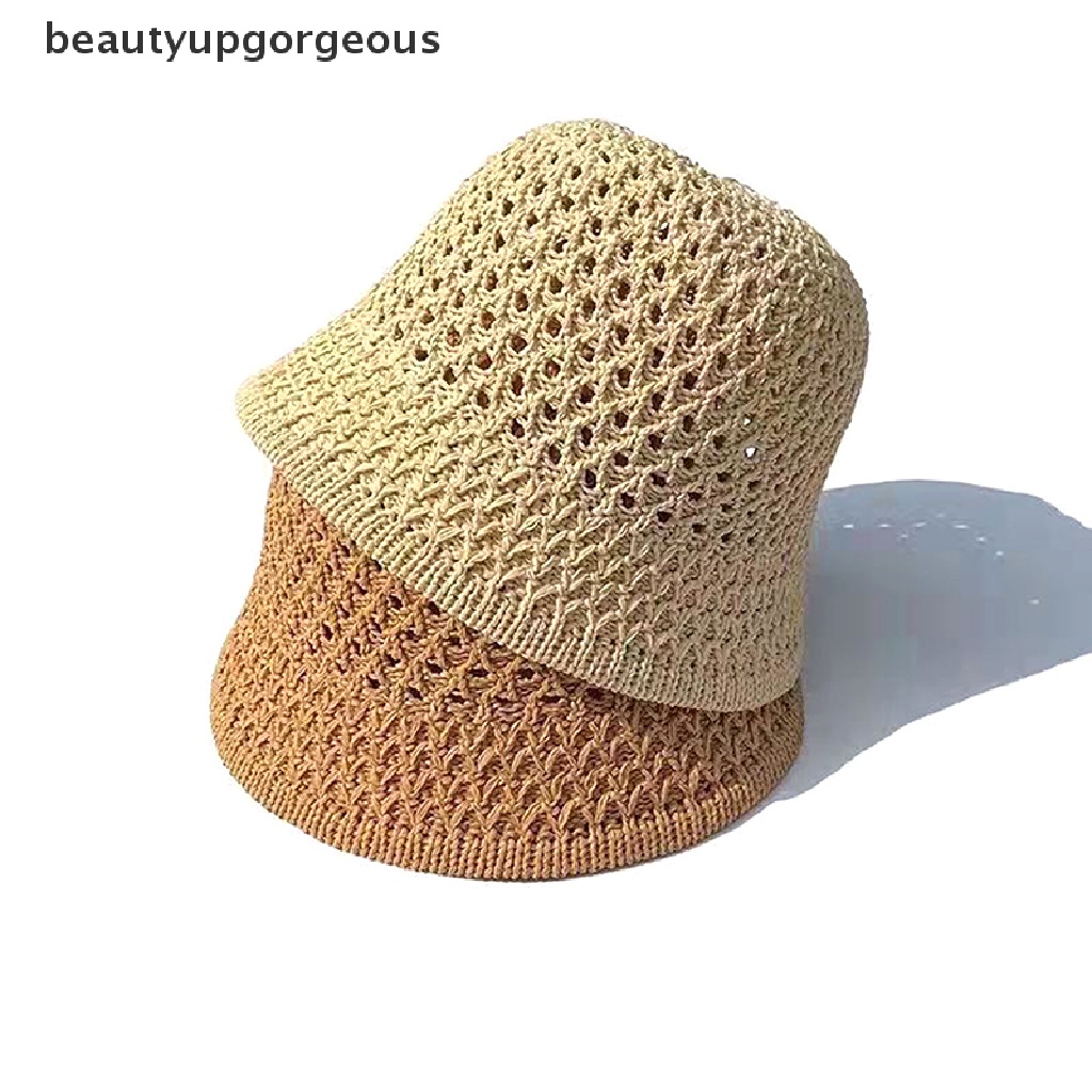 [Beautyupgorgeous] Mũ Bucket Đan Móc Thủ Công Có Thể Gập Lại Được Mùa Hè Tốt