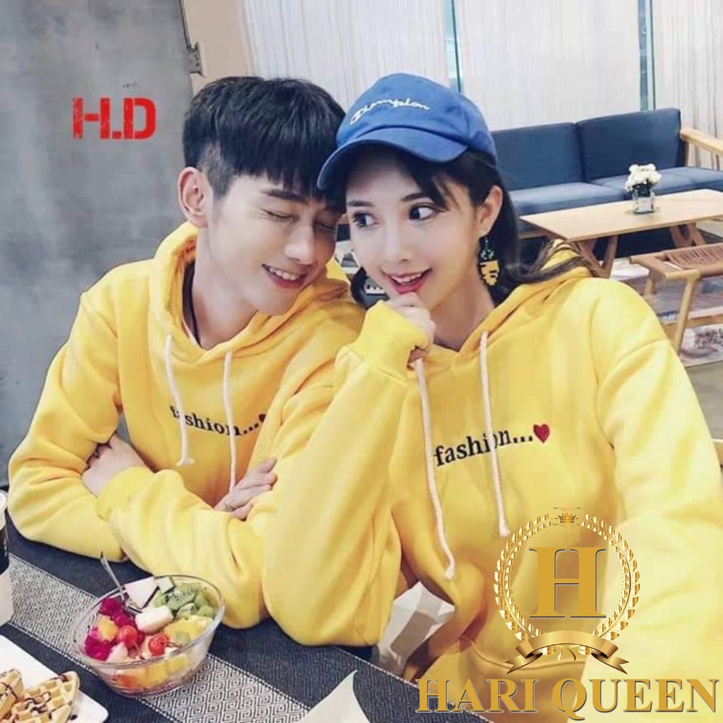 Áo hoodie đôi chữ nhỏ trái tim (2 chiếc) HDA1019