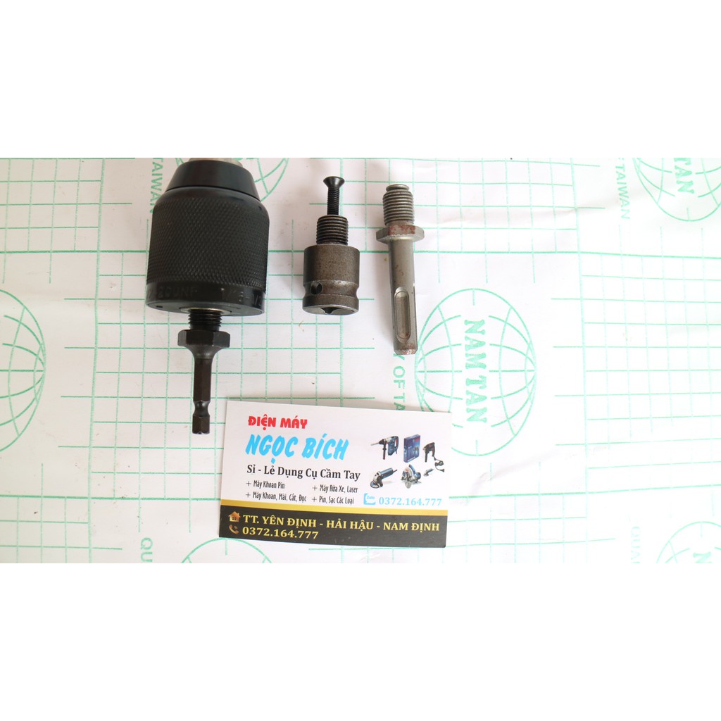 Đầu kẹp mũi khoan, bắt vít bằng thép auto lock 13mm bằng kim loại khóa tự động có thể điều chỉnh bằng tay(kèm ốc nối)