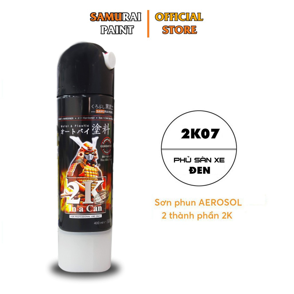 Chai Xịt Sơn Samurai 2K07 Chính hãng Màu Đen Sần - Sơn Phủ Sàn Xe Tải