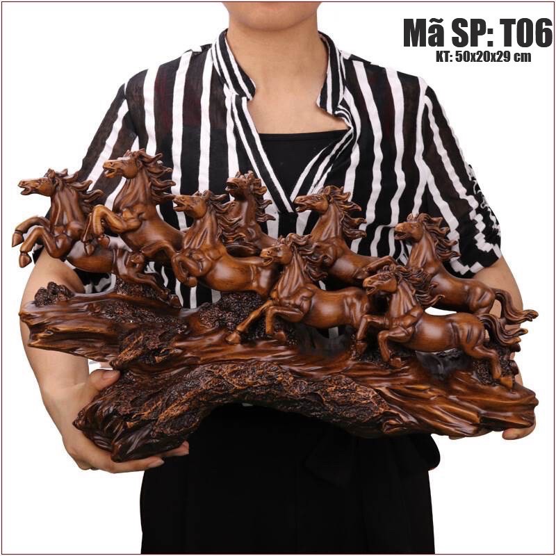 TƯỢNG GỖ BÁT MÃ TRUY PHONG(Dài 50cm cao 29cm dày 20cm) | BigBuy360 - bigbuy360.vn