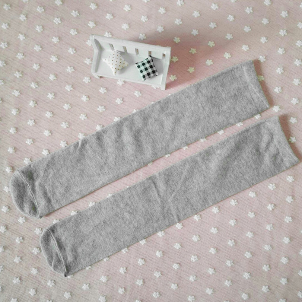 1 Đôi Tất Đầu Gối Màu Trơn Co Giãn Thoải Mái Cho Bé Gái