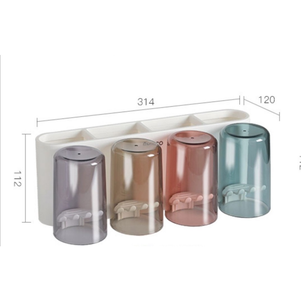 Kệ Cài Bàn Chải ECOCO Gắn Tường Chắc Chắn, Trang Trí Phòng Tắm Tặng Kèm 4 Cốc E1926