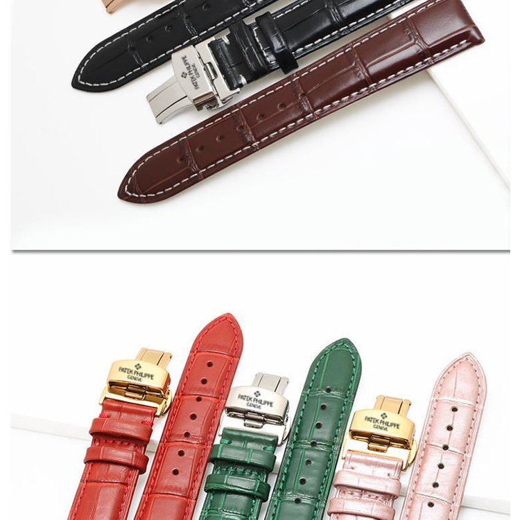 Dây Đeo Đồng Hồ Bằng Da Bò Thật 20mm 22mm Có Logo Dành Cho Patek Philippe