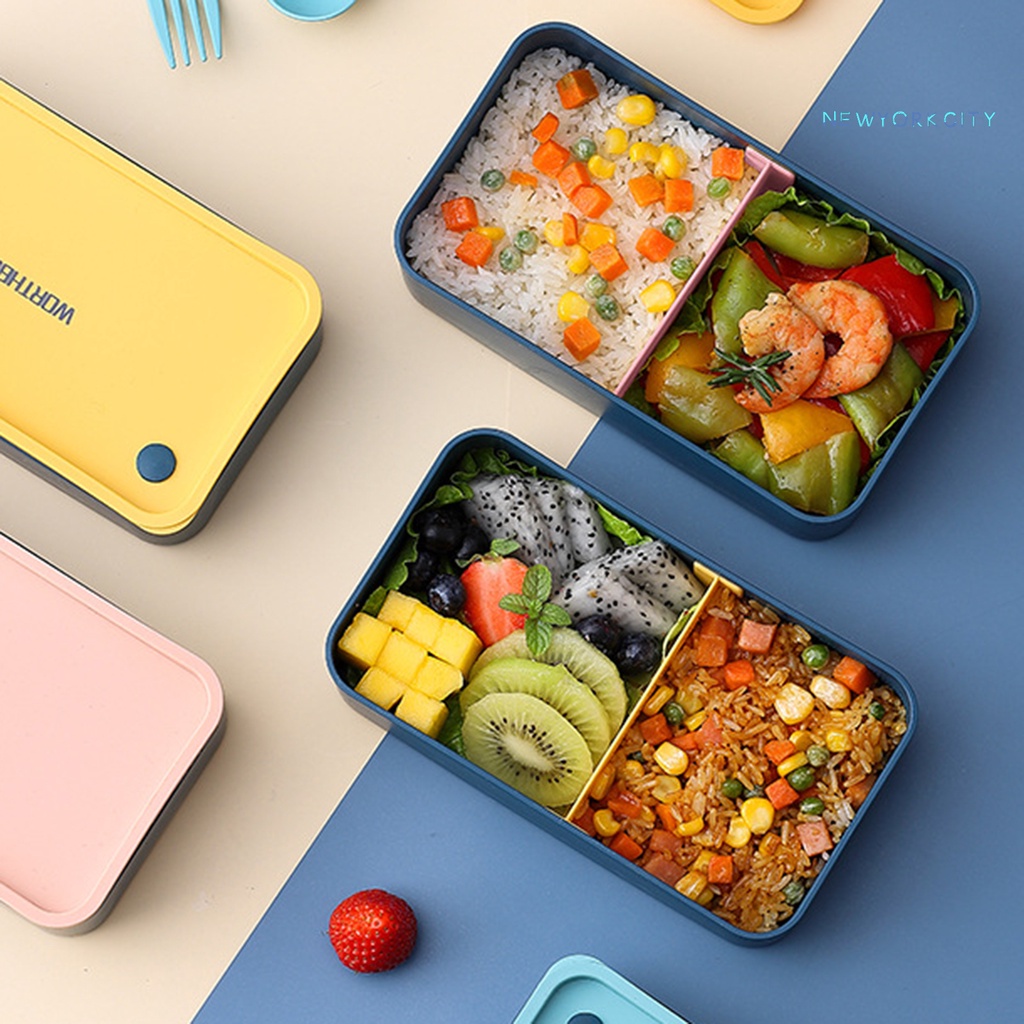 Hộp Đựng Cơm Trưa NYC 720ml Bằng Silicone Chịu Nhiệt Thiết Kế Chia Ngăn Tiện Dụng