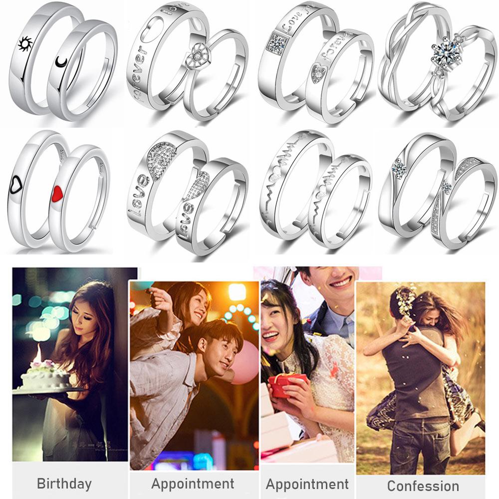 1 Cặp Nhẫn Cưới Hình Trái Tim Dành Cho Nam Nữ