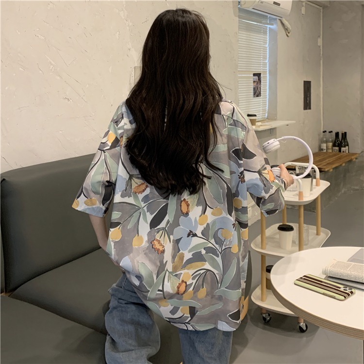 Áo Sơ Mi Tay Ngắn / Ngắn Dáng Rộng In Họa Tiết Độc Đáo Thời Trang Cho Nữ