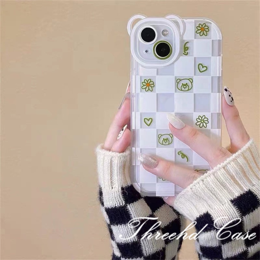 Ốp Lưng Silicon TPU Mềm Trong Suốt Họa Tiết Kẻ Ô Cho iPhone 14 13 12 11 Pro Max SE2020 X XR XS Max 7 8 6 6s Plus