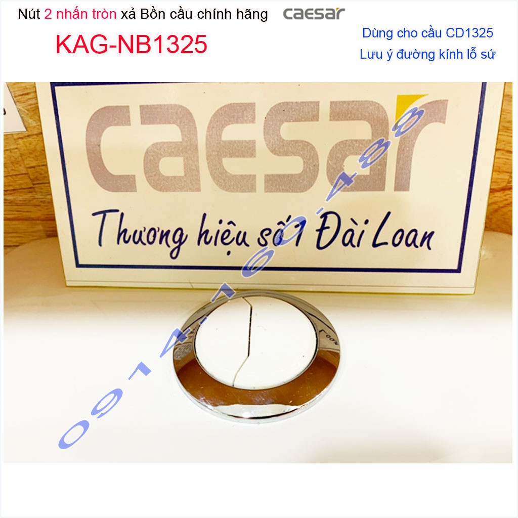 Nút nhấn bồn cầu Caesar KAG-NB1325 hình tròn lỗ sứ 57mm (5.7cm), Ấn xả 2 nhấn xí bệt CD1325 nhấn mạ chrome sử dụng tốt