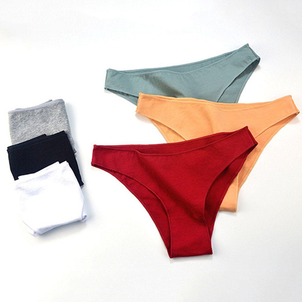Quần Lót Cotton Lưng Thấp Màu Sắc Đơn Giản Cho Nữ