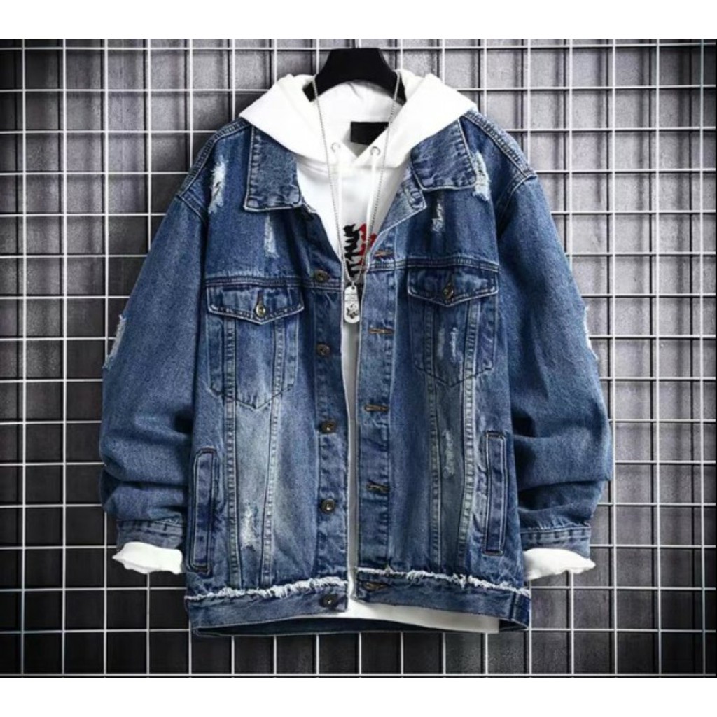 [Vip] Áo khoác jeans nam nữ xanh xám cao cấp form rộng hàng shop Vspeak-Righ MC Chiwawa shop giá rẻ