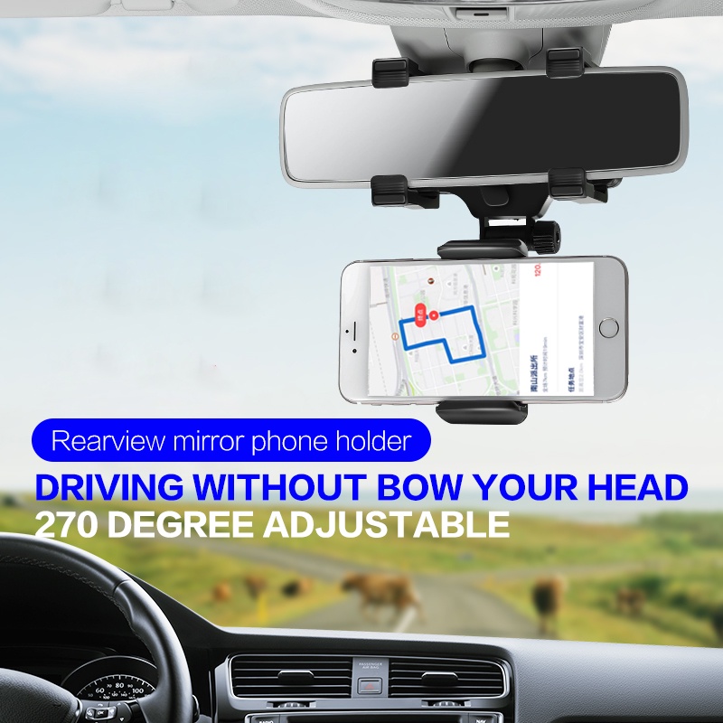 Giá Đỡ Điện Thoại Gắn Gương Xe Hơi/ Giá Đỡ Điện Thoại Trên Ô Tô/ Giá Kẹp Điện Thoại Ô Tô