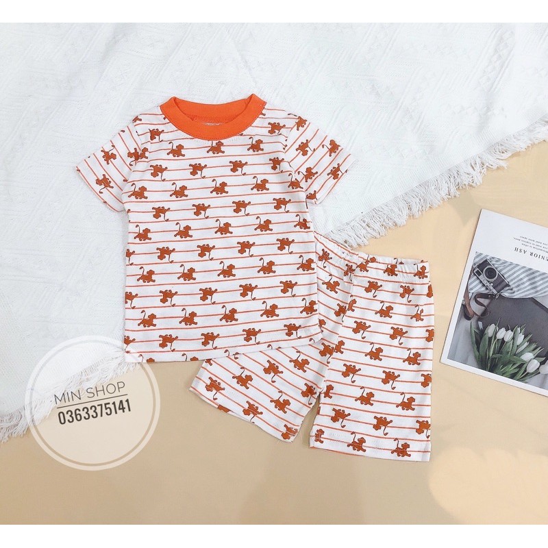 Bộ đồ bé trai 6-17kg ( kẻ cam)
