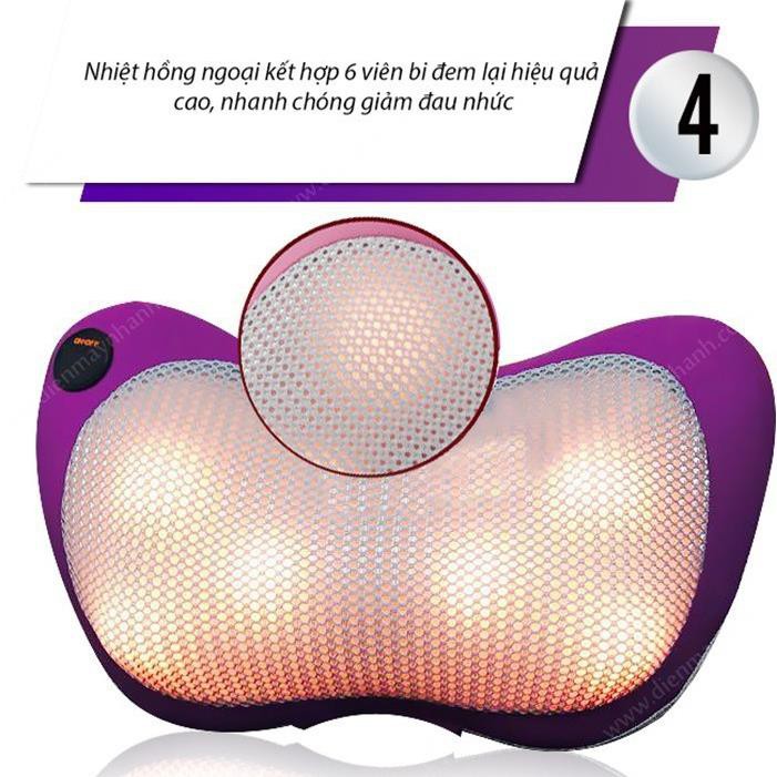 GỐI MASSAGE HỒNG NGOẠI MAGIC PILLOW PL818 Đỏ 6 bi