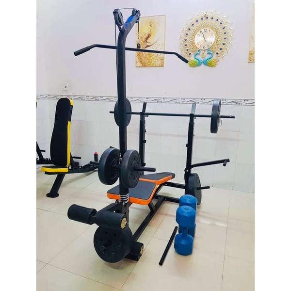 Combo ghế tập tạ đa năng tại nhà.