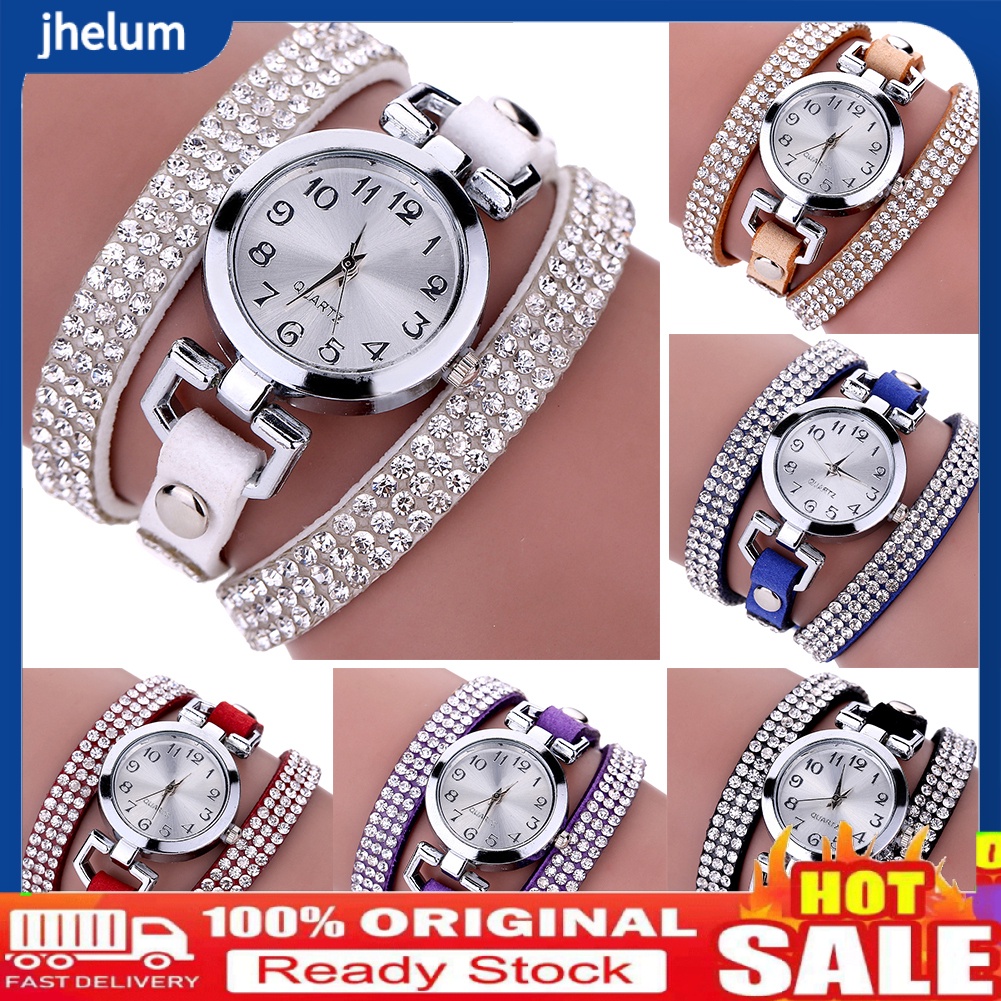 (jhelum.vn) Đồng Hồ Đeo Tay Nhiều Dây Đính Đá Giả Kiểu Ả Rập Cho Nữ