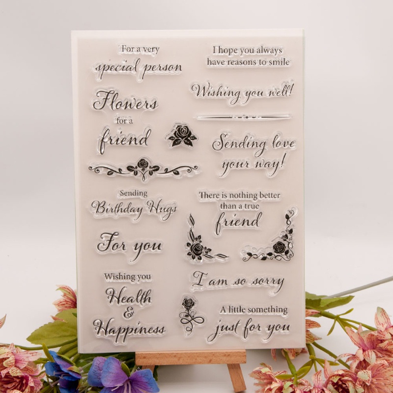 Con Dấu Silicone Trong Suốt In Nổi Chữ Hugs for You Trang Trí Sổ Tay DIY