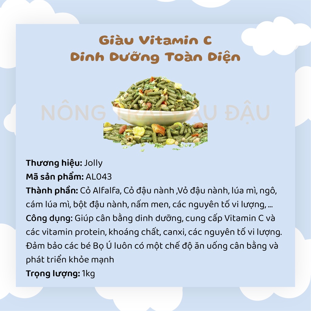 Cỏ Nén Crispy Thức Ăn Cho Bọ Ú Giúp Cân Bằng Dinh Dưỡng, Cung Cấp Vitamin C 1kg - AL043