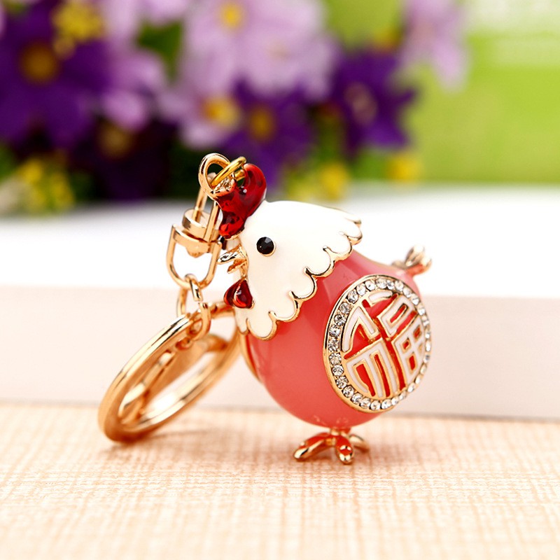 Móc Khóa Kim Loại Hình Gà Con Dễ Thương Trang Trí Xe Hơi